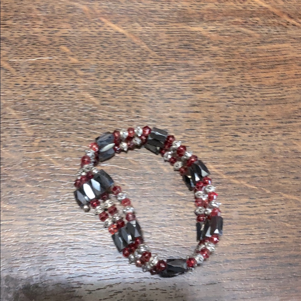 Black Red Silver Magnetic Bracelet
